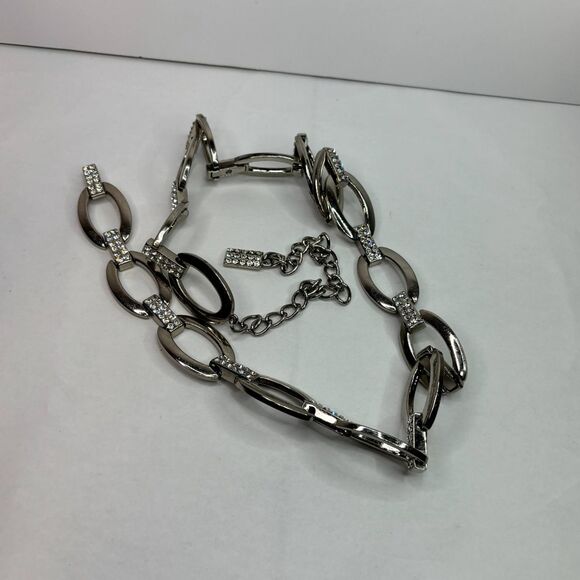 Vintage Diamond Link Marquis Eye Shaped Silver Belt Chain Womens - Picture 4 of 7